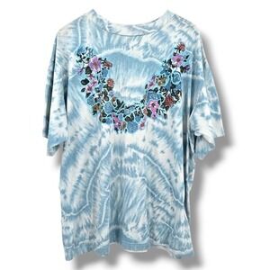 Newport News Tie Dye Floral Graphic T-Shirt Oversized‎ Top XXL